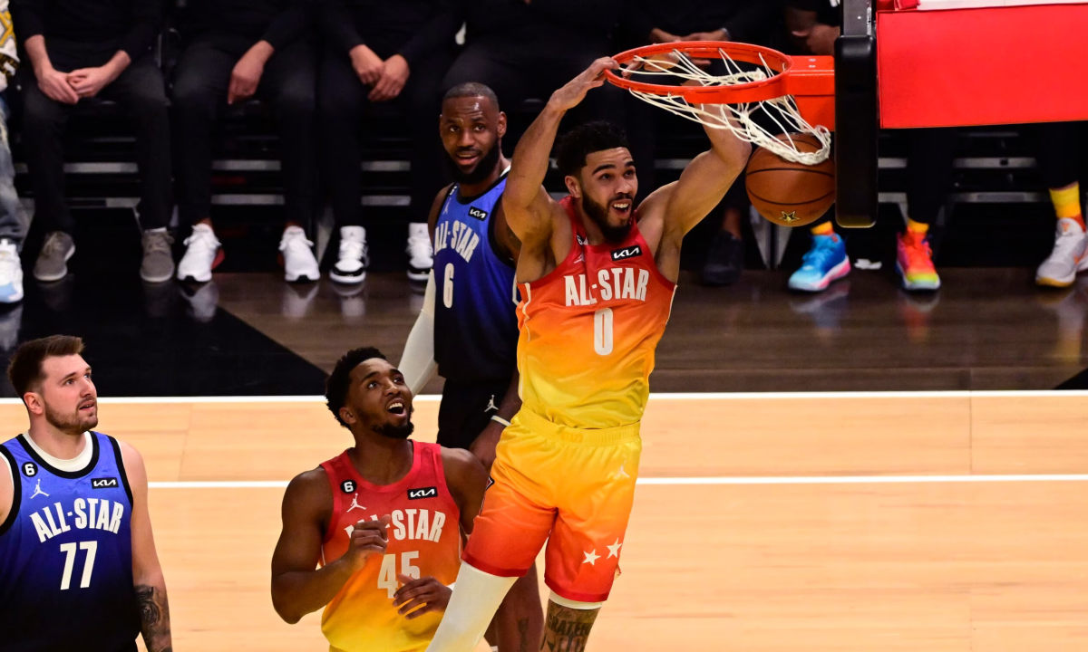 NBA 全明星正赛结束，字母哥队战胜勒布朗队