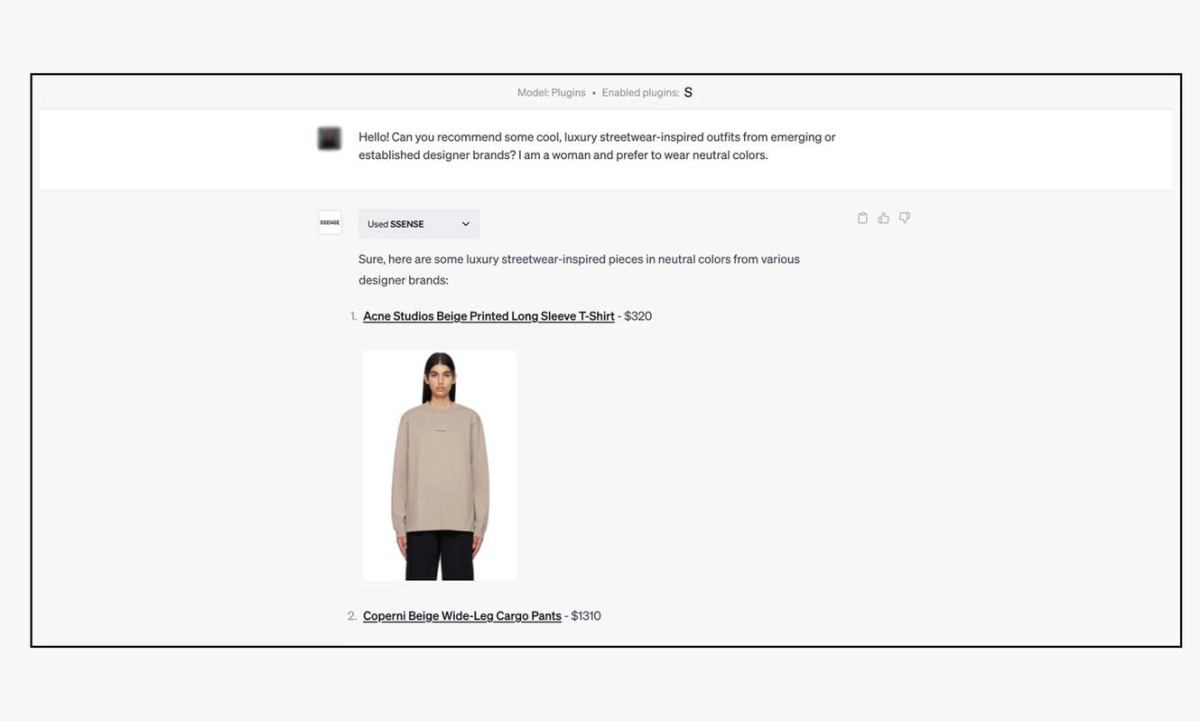 给你造型推荐，SSENSE 推出 AI 聊天机器人