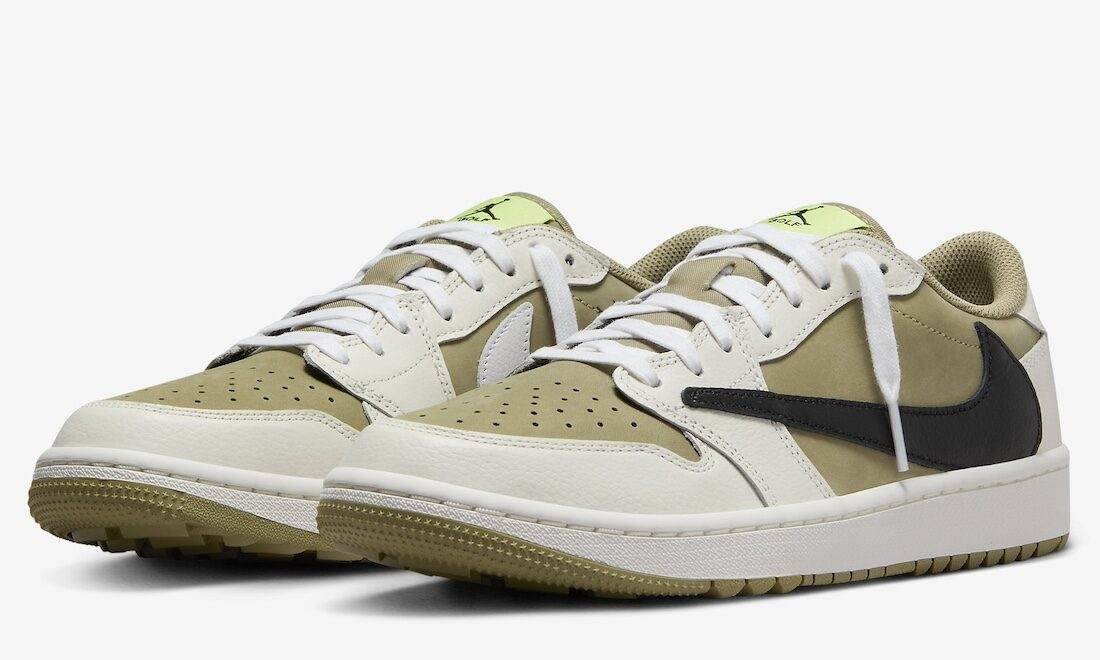 Travis Scott x Air Jordan I Low Golf「Olive」官方图预览