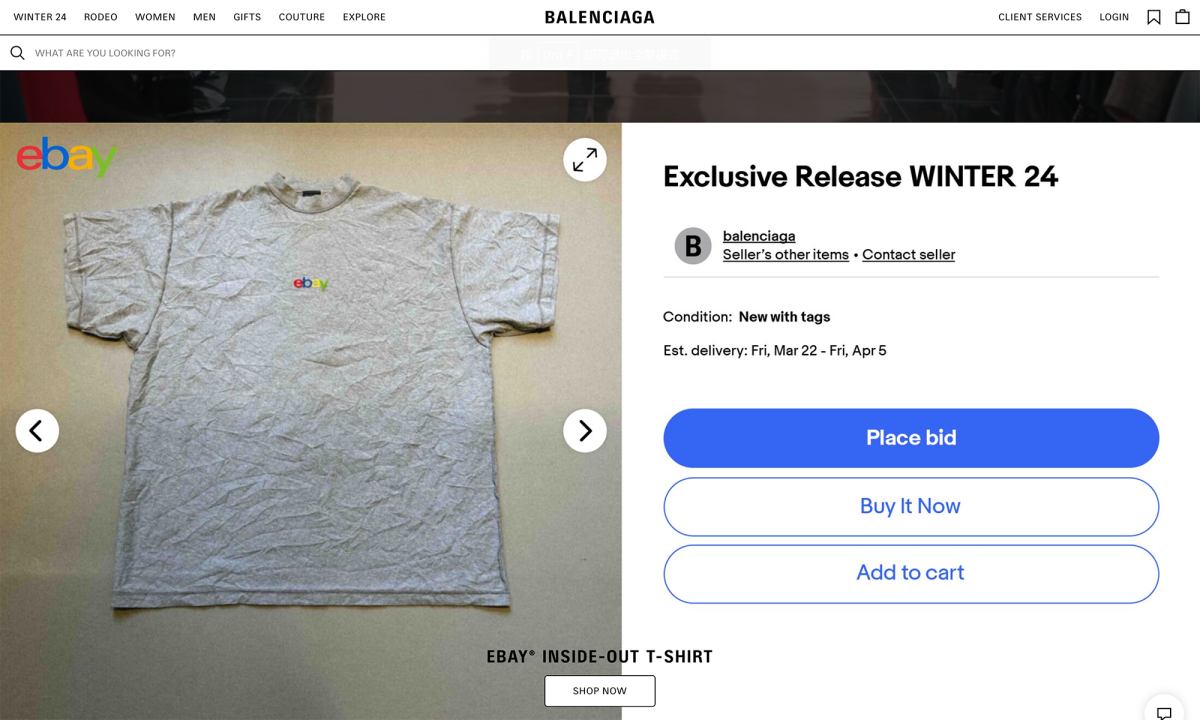 BALENCIAGA x eBay 2024 冬季限定 Tee 已经开启预售