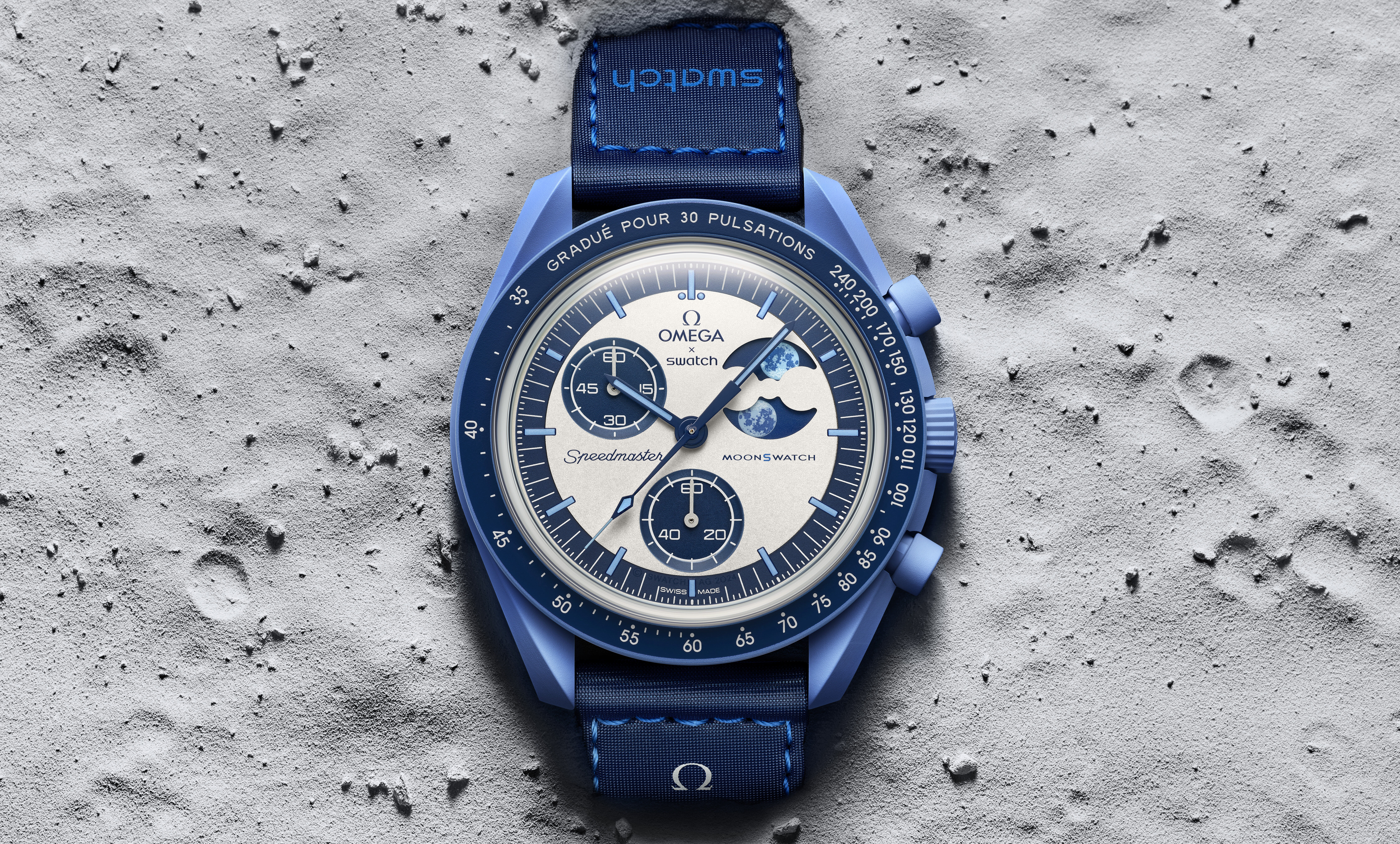 OMEGA x Swatch 全新 Bioceramic MoonSwatch 系列腕表 MISSION TO THE SUPER BLUE MOONPHASE 登场