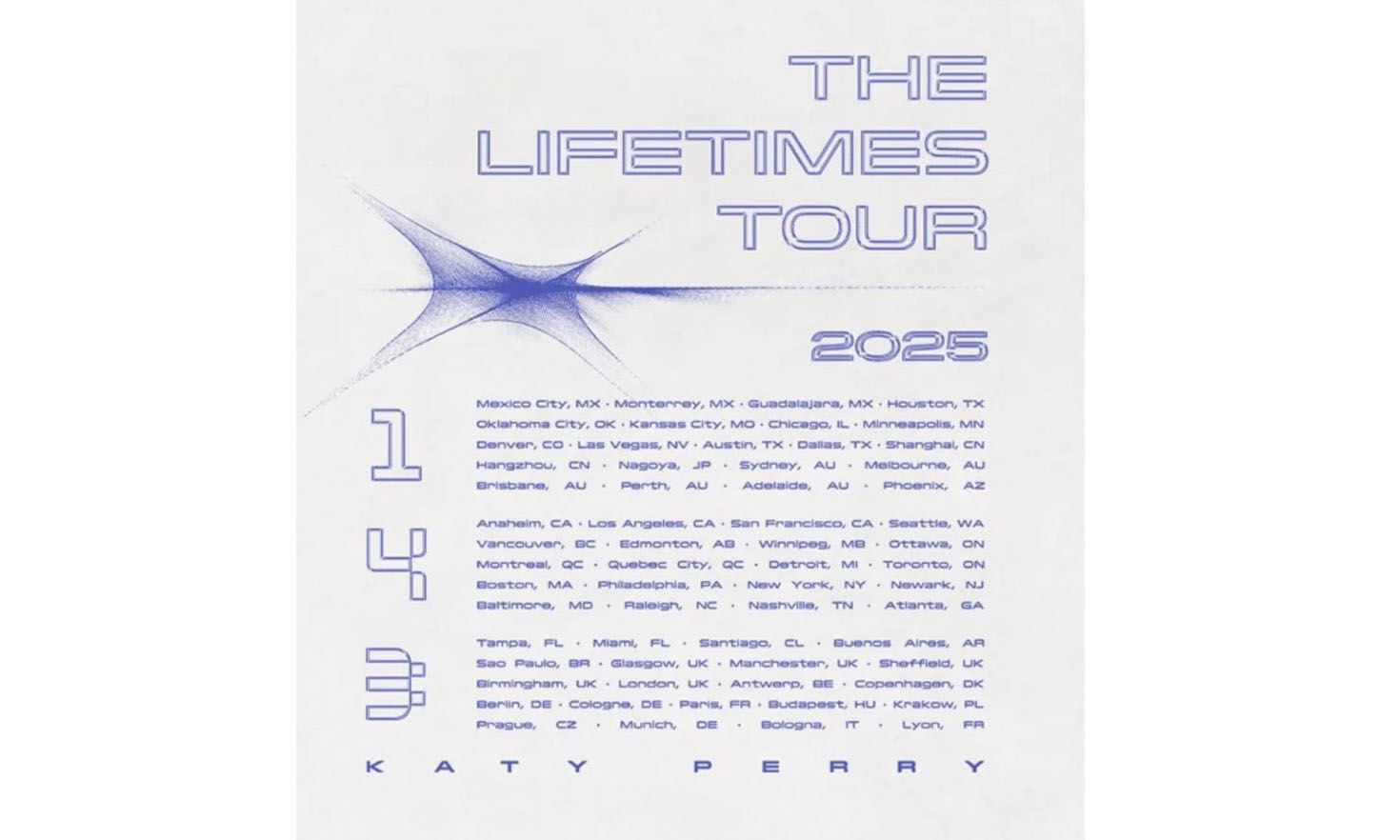 Katy Perry 巡演「THE LIFETIMES TOUR」确认将登陆上海、杭州