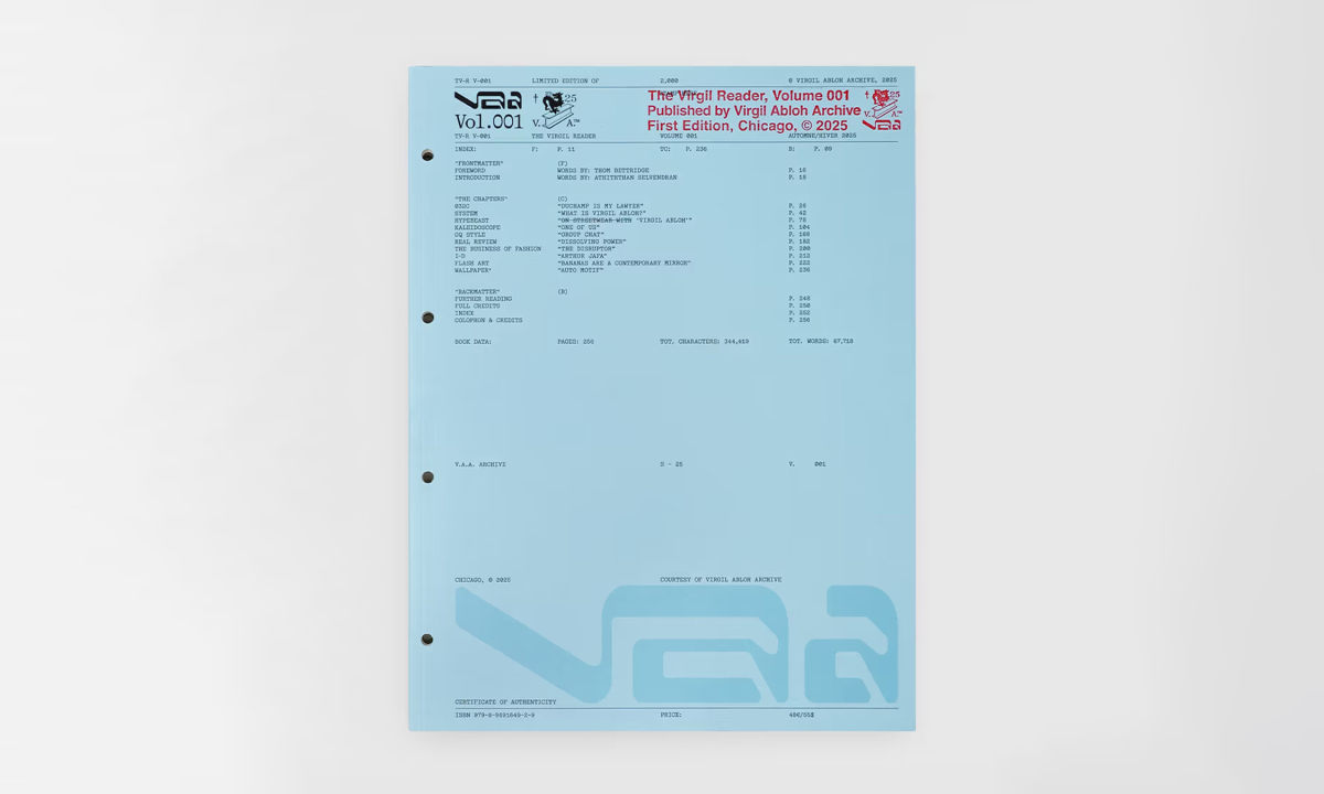 Virgil Abloh Archive 宣布推出首本出版物《The Virgil Reader Vol. 001》