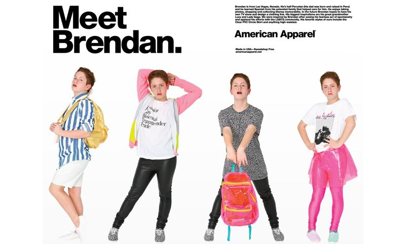 抢镜小妖男 Brendan Jordan 成为 American Apparel 广告模特