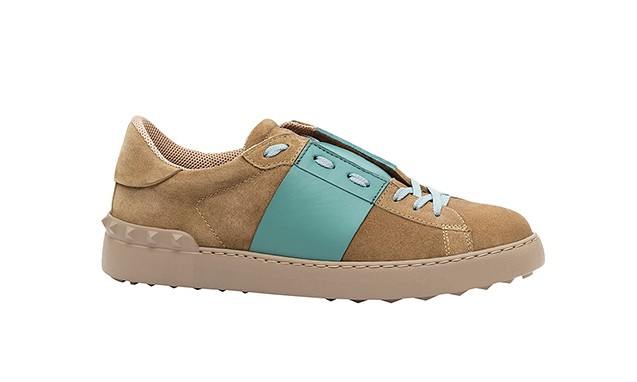 Valentino 2015 春夏新款 Color-Block Stripe Leather Sneakers
