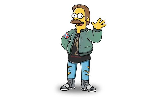 Tommy Bates 创作穿着潮流服饰的 The Simpsons 漫画人物
