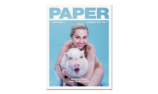 Miley Cyrus 携宠物猪出镜《PAPER》杂志 2015 夏季期刊封面
