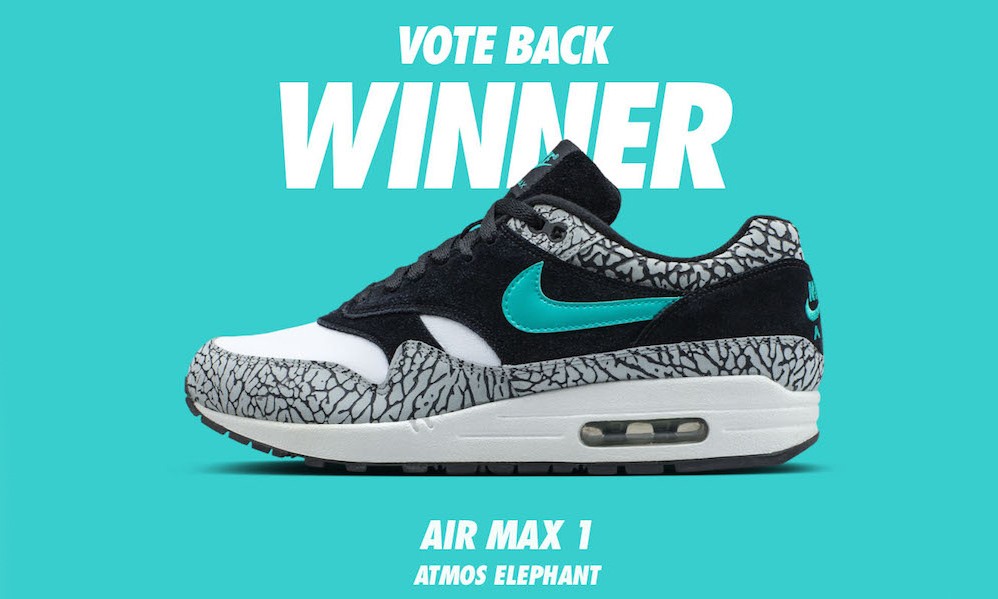 Nike Vote Back 结果揭晓，atmos x Nike Air Max 1 “Elephant” 将于 2017 年复刻回归