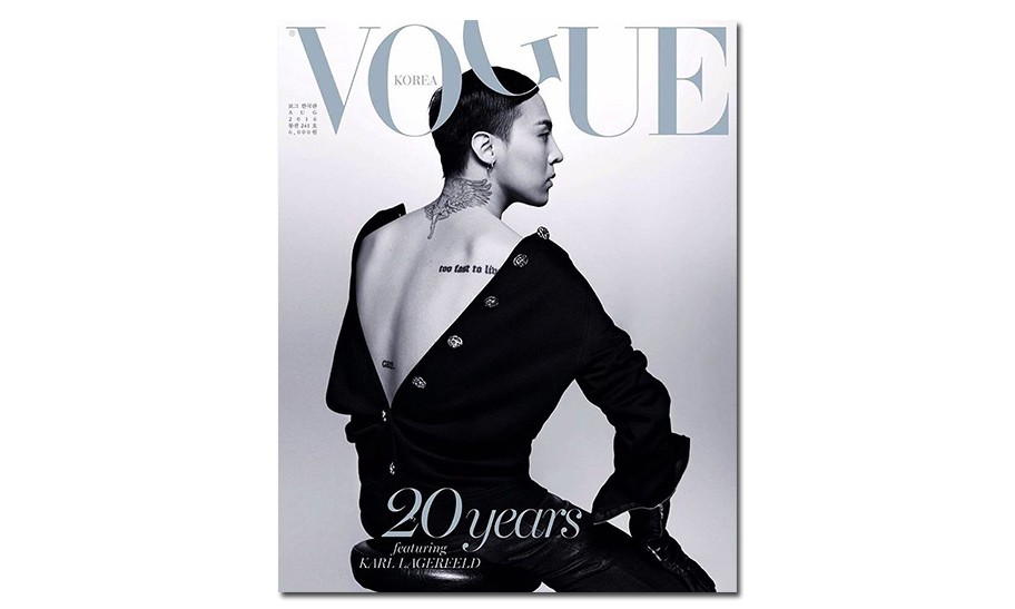 《VOGUE》 Korea 20 周年纪念刊封面，GD 再次将女装上身