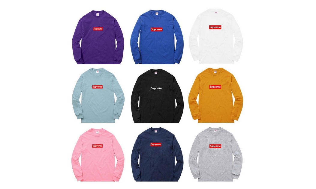 Supreme 在 17 春夏也会推出 Box Logo，只不过是长袖 T-shirt