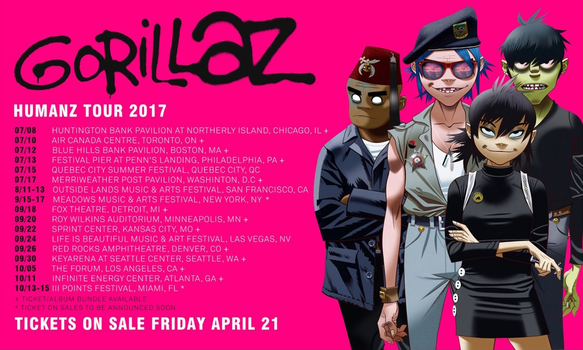 整整三个月，Gorillaz 宣布将在今夏举行北美巡演