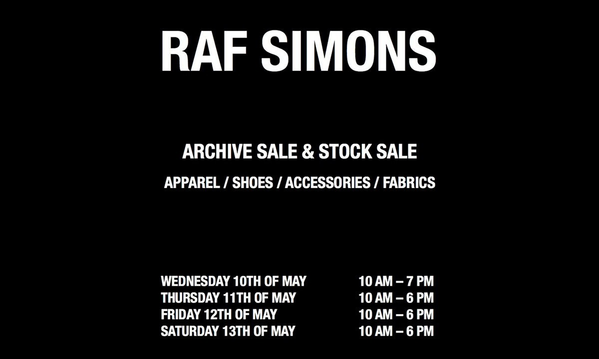 Raf Simons 将在安特卫普举办样品售卖活动